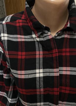 Стильная базовая рубашка в клетку с дырками zara размер s 445 фото
