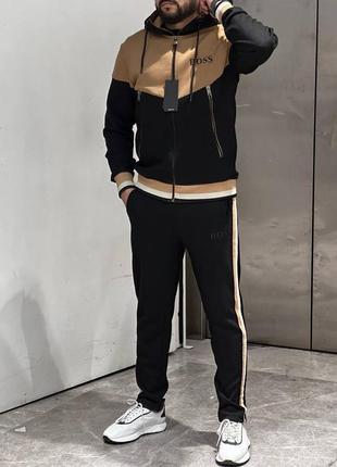 Топовий преміум костюм в стилі хьюго босс чоловічий брендовий спортивний комплект зіп худі кофта на блискавці і штани hugo boss3 фото