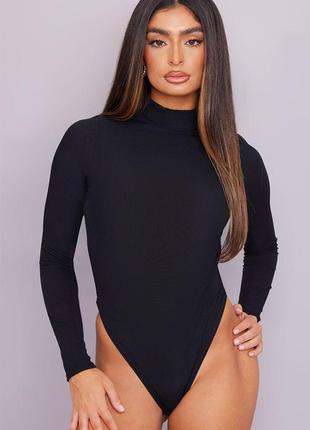 Боди рубчик лонгслив кофта черный базовый сток новый plt