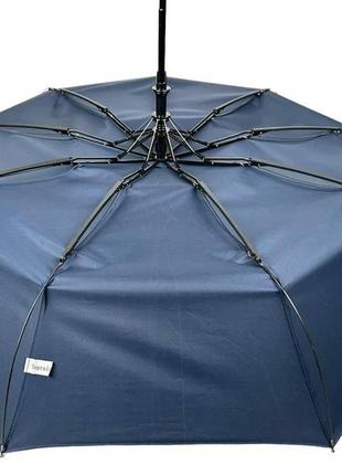 Женский однотонный зонт полуавтомат на 9 спиц антиветер от toprain, темно-синий, 0119-10