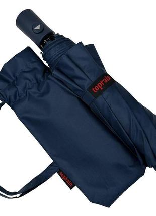 Женский однотонный зонт полуавтомат на 9 спиц антиветер от toprain, темно-синий, 0119-10