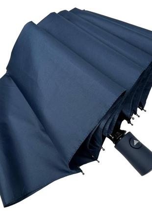 Женский однотонный зонт полуавтомат на 9 спиц антиветер от toprain, темно-синий, 0119-10