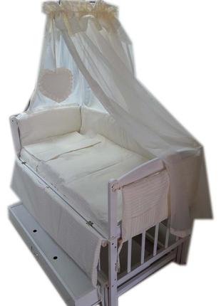 Ліжечко маятник "малюк люкс" з шухлядою біле + матрац кокос + постільний набір 8 ел.5 фото