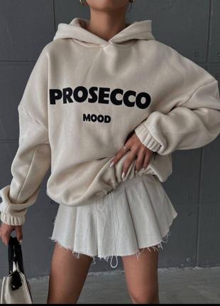 Худи на флисе оверсайз prosecco mood кофта