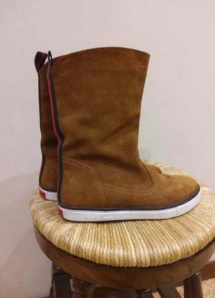 Замшеві чоботи.півчобітки в стилі gucci раз.40 (26.5)