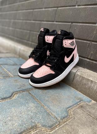 Nike air jordan 1 retro high black pink / найк аїр джордан 1 ретро високі чорні з рожевим