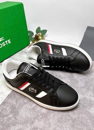 Деловые классические мужские кроссовки в стиле lacoste лакост кожаные4 фото