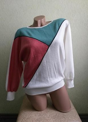 Свитер. свитшот. пуловер. реглан. белый, молочный, бирюзовый, терракотовый, трехцветный.