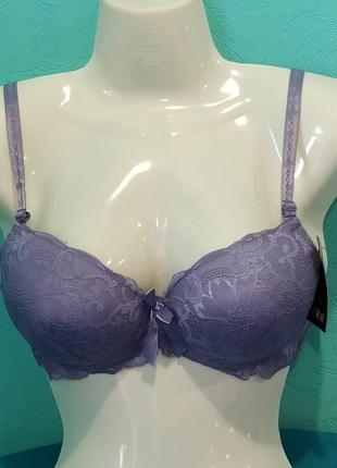 Бюстгальтер, пушап, мереживна чашка в, гладкі боки 80,85,90 бузковий