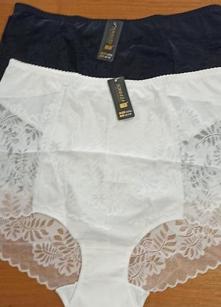 Трусики кружевные, з мереживом, великих розмiрiв, висока посадка,  4xl,однотоннi, бiлий. мiкрофiбра.