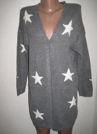 Серый кардиган со звездами f&f р-р8