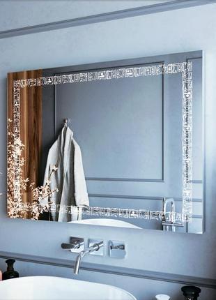 Led дзеркало з підсвіткою у ванну, спальню, передпокій "akuna-matata" zsl-002 (1000*800)1 фото