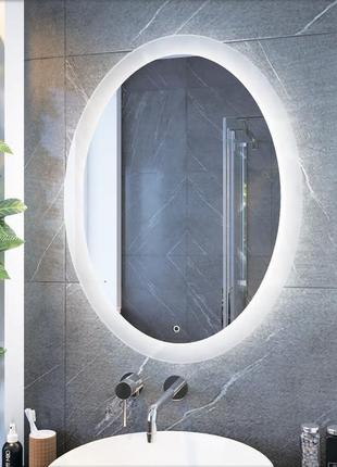 Овальне дзеркало з підсвіткою у ванну, спальню, передпокій "kadis" zsl-022 (600*800)1 фото