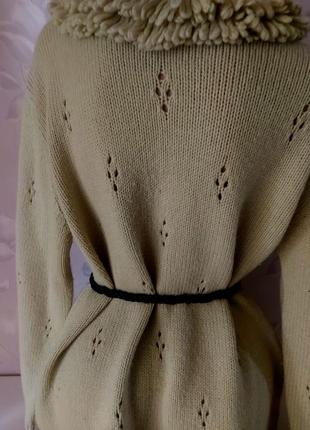 Шикарный шерстяной теплый свитер, самовязка2 фото