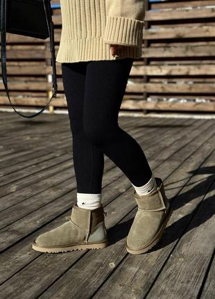 Женские замшевые угги ugg classic mini grey suede