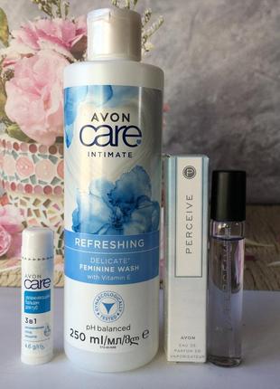 Набір avon: п/в perceive 10 мл, інтим гель, бальзам для губ ейвон