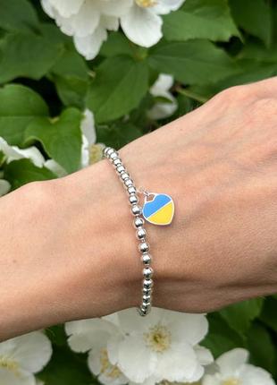 Патриотический серебряный браслет «с украиной в сердце» пандора2 фото