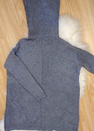 Шикарное удлиненное платье туника свитер серый теплый с длинным воротам5 фото