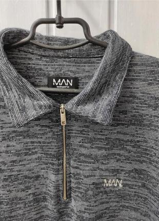 Толстовка мужская на короткой молнии #серая кофта boohoo2 фото