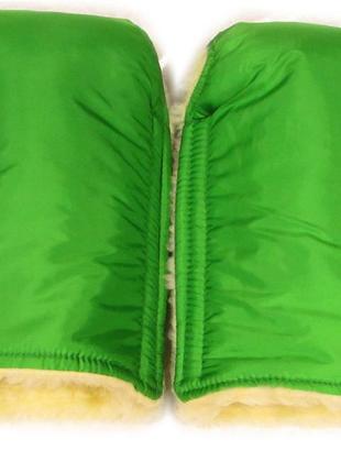 Рукавицы на коляску (санки) зеленые "джордан" тм "baby"1 фото