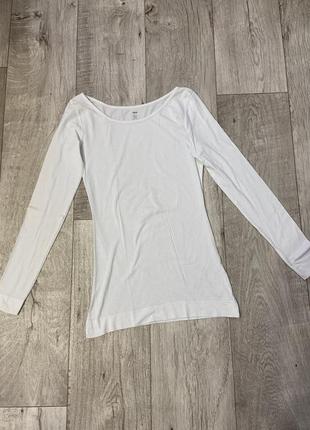 Белый базовый тонкий удлиненный пуловер от h&amp;m размер 42 xs2 фото