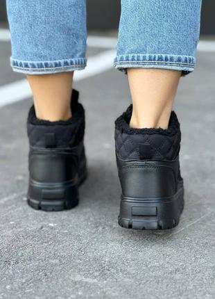 Женские зимние кроссовки, утепленные на меху, черные2 фото