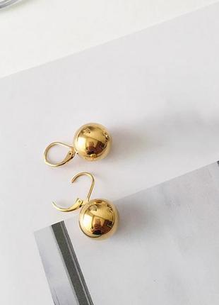 Елегантні сережки "золота куля" гальванічне покриття 3 х 1.5см6 фото