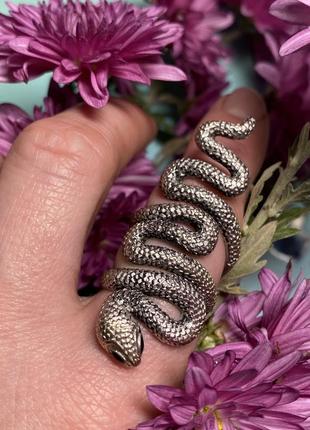 Серебряная фланговая кольца 925 пробы змея, рептилия, плазуны.1 фото
