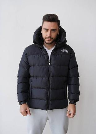 Мужская зимняя куртка the north face черная короткая до -25℃ зимний пуховик зе норд фейс (bon)