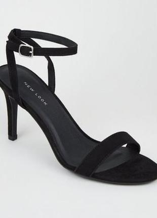 Чорні туфлі new look на шпильці з ремінцем із замші 39