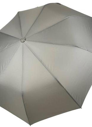 Женский однотонный зонт полуавтомат на 9 спиц антиветер от toprain, серый, 0119-4