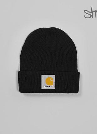 Мужская зимняя шапка carhartt черная акриловая кархарт (bon)
