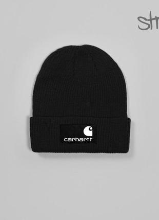 Чоловіча зимова шапка carhartt чорна акрилова кархарт5 фото