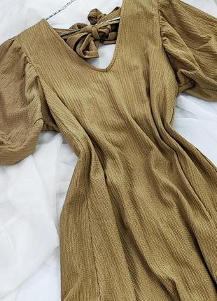 Оливкова фактурна сукня h&m2 фото