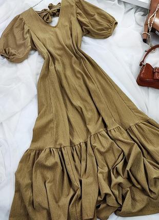 Оливкова фактурна сукня h&m1 фото