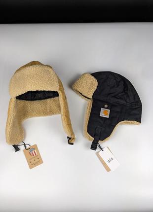 Ушанки carhartt wip, теплая ушанка кархарт вип, мужская шапка carhartt