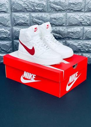 Кроссовки найк nike white/red универсальные женские кроссовки классические найк5 фото