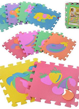 Дитячий килимок мозаїка фрукти-тварини 0376 матеріал eva від polinatoys