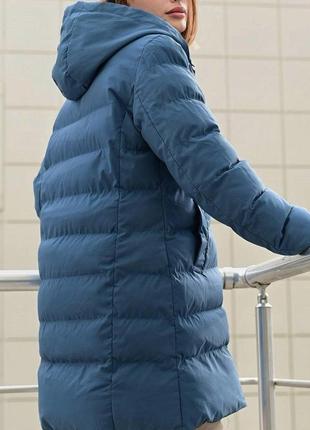 Куртка парка женская двухсторонняя зимняя черно-синяя4 фото
