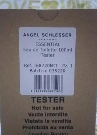 Angel schlesser essential for men туалетная вода мужская, 100 мл (тестер с крышкой)