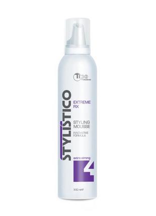 Мус для укладання волосся екстрасильної фіксації tico professional stylistico extreme fix
