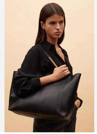 Нова сумка шоппер mango mng манго / велика сумка / чорний шоппер5 фото