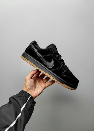 Мужские зимние кроссовки nike dunk low черные с мехом кастомные до -21*с найк данк замшевые (bon)3 фото