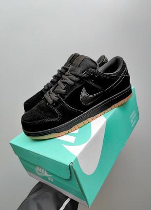 Мужские зимние кроссовки nike dunk low черные с мехом кастомные до -21*с найк данк замшевые (bon)5 фото