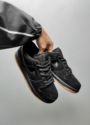 Мужские зимние кроссовки nike dunk low черные с мехом кастомные до -21*с найк данк замшевые (bon)6 фото