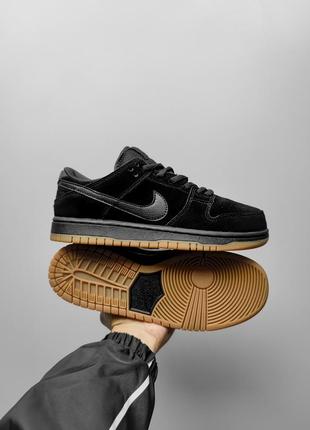 Чоловічі зимові кросівки nike dunk low чорні з хутром кастомні до -21*с найк данк замшеві (bon)