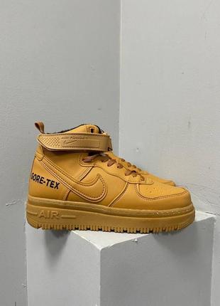 Мужские зимние кроссовки nike Drift air force gore-tex коричневые найк гортекс на меху кожанные высокие (bon)
