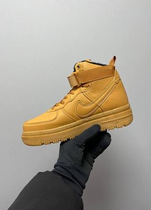 Мужские зимние кроссовки nike air force gore-tex коричневые найк гортекс на меху кожанные высокие (bon)6 фото