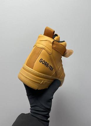 Мужские зимние кроссовки nike air force gore-tex коричневые найк гортекс на меху кожанные высокие (bon)2 фото