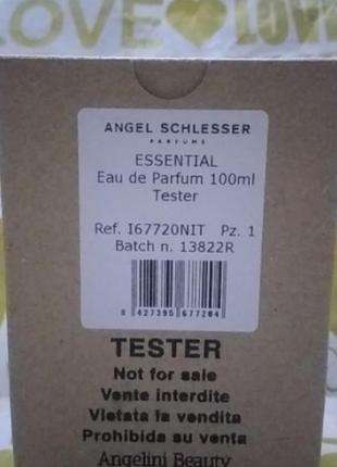 Angel schlesser essential парфюмированная вода женская, 100 мл (тестер с крышкой)1 фото